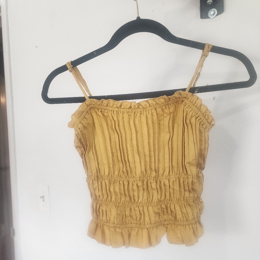Yellow Ruched Crop Top - Picture 2 of 3